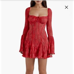 House of CB Analissa Short Red Lace Dress